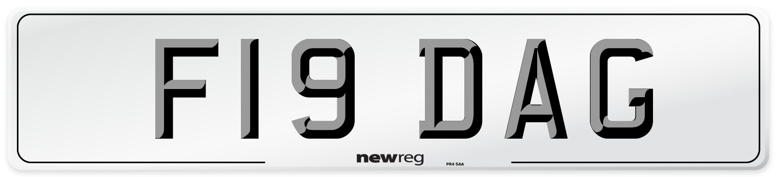F19 DAG Number Plate from New Reg